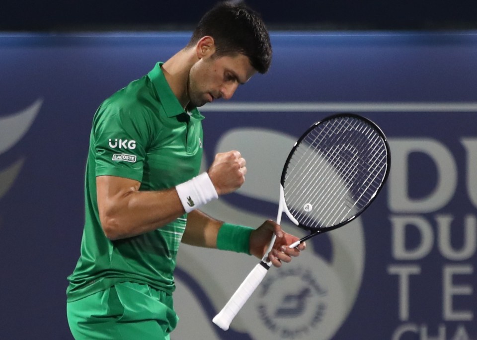 Novak Djokovic won his first match of the year in Dubai on Monday