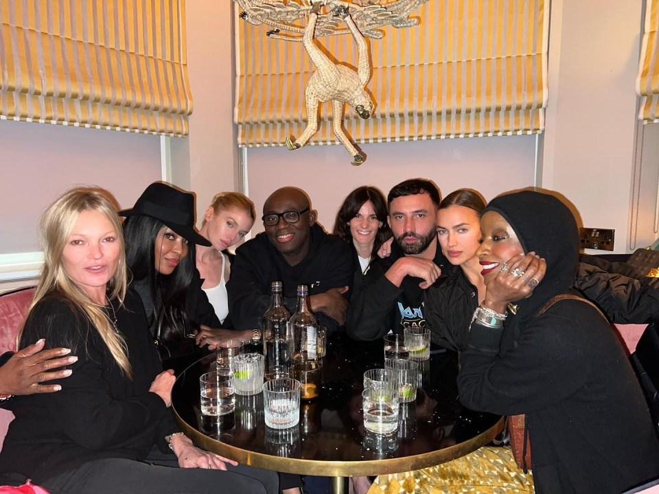 Edward posted this snap with models including Naomi and Kate Moss ahead of big day