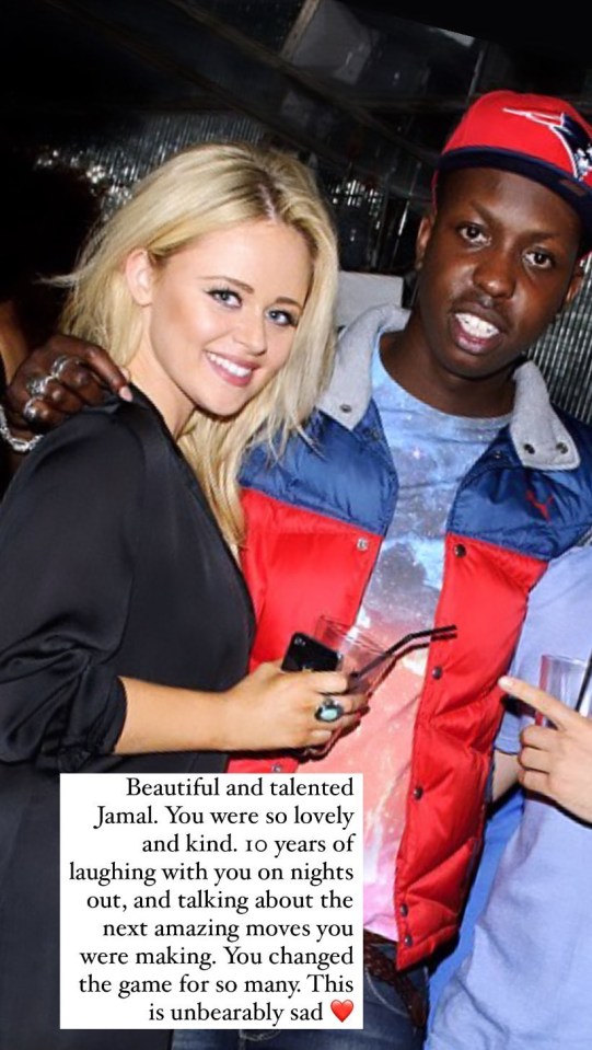 Emily vowed to make her friend Jamal Edwards 'proud' following his sudden death