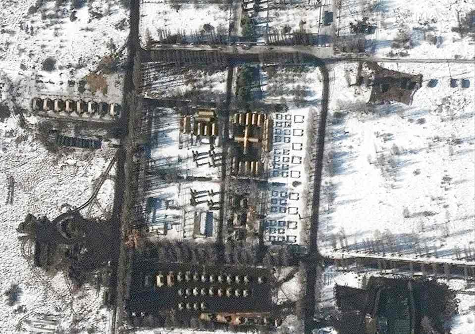 Satellite images showing a build up of medical supplies near the Ukraine border