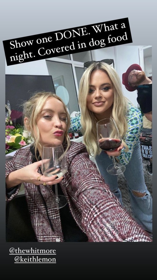 Celeb Juice captains Laura Whitmore and Emily Atack backstage