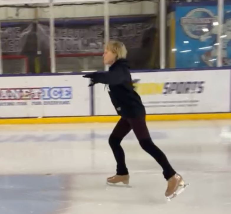 Sally showed off her slick moves on the ice