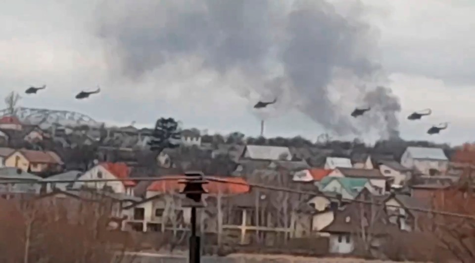 Russian helicopters launched an assault on an airport near Kyiv today