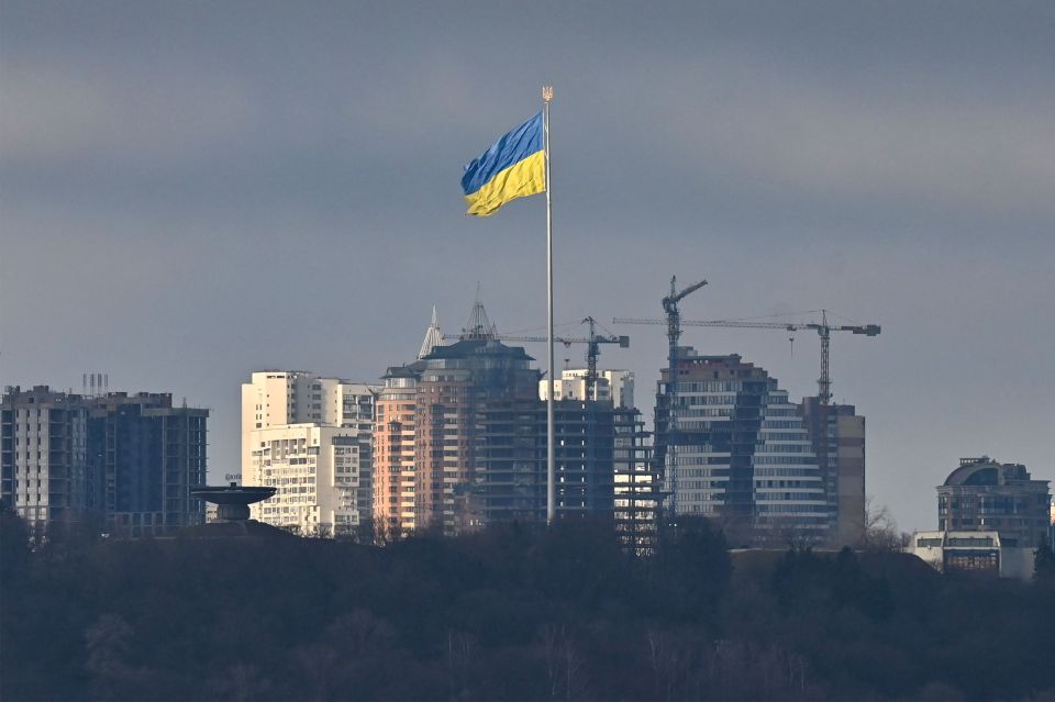 The Ukrainian flag continues to fly in Kyiv