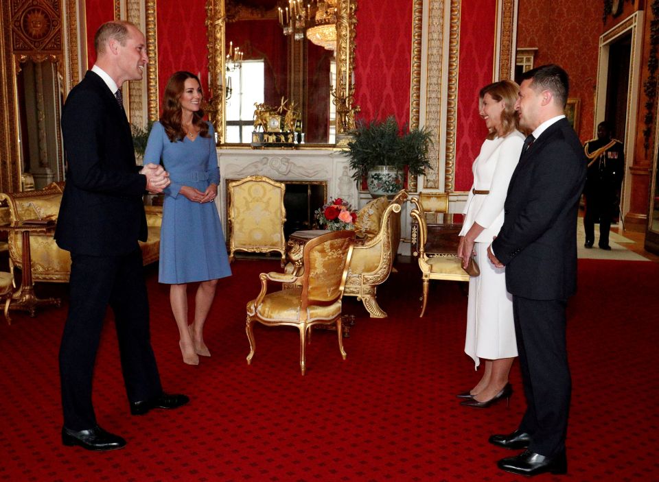 Britain's Prince William and Catherine, Duchess of Cambridge meet with Ukraine's President Volodymyr Zelenskiy and his wife Olena