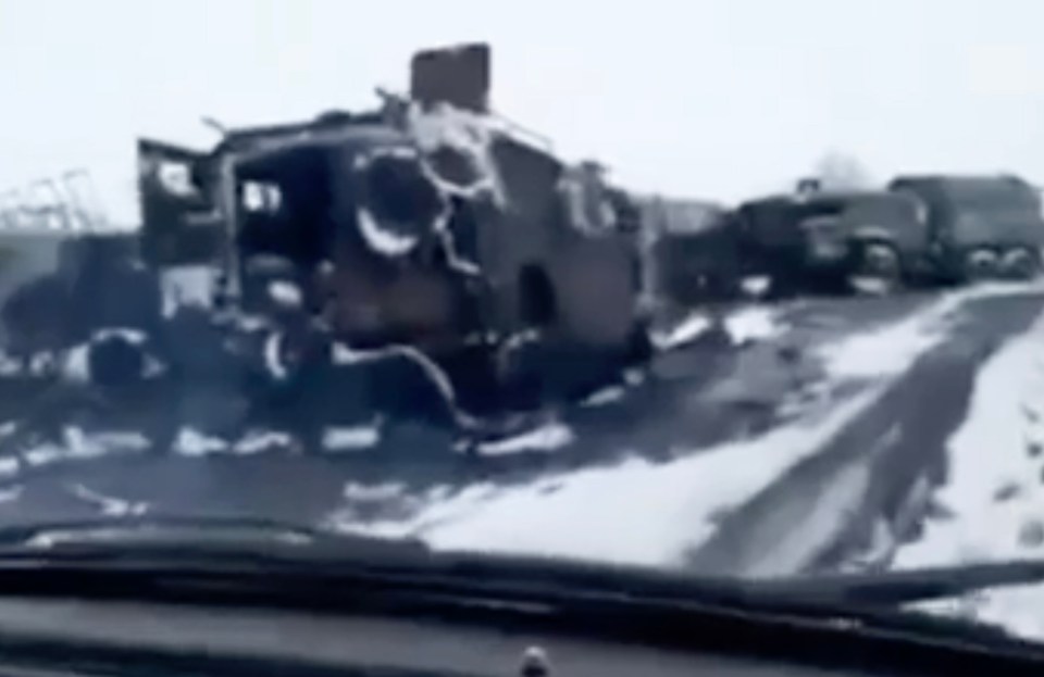 More images showing another destroyed Russian convoy