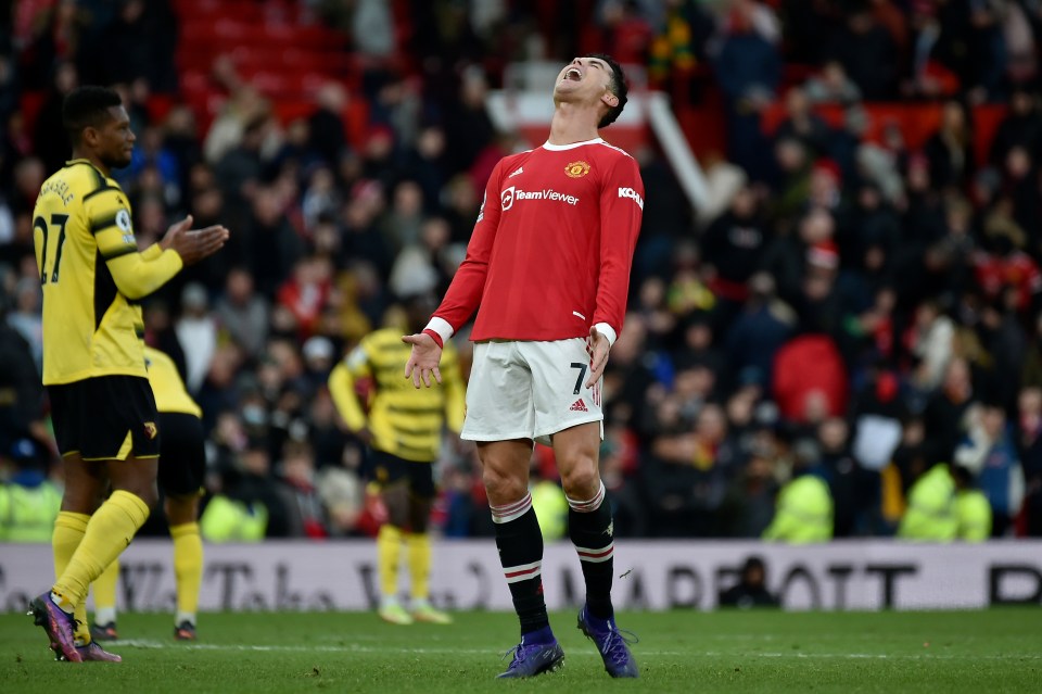 Cristiano Ronaldo shows his agony as United fire blanks against lowly Watford