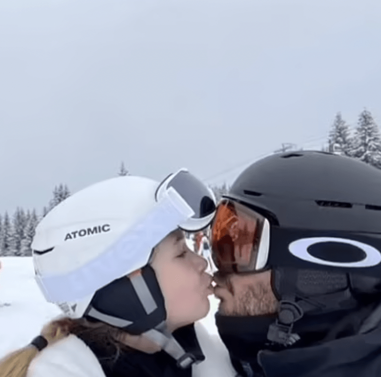 David has been criticised for kissing daughter Harper on the lips during their skiing holiday