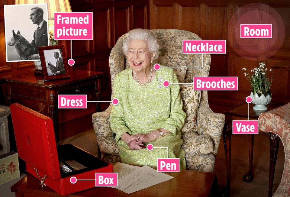 Palace aides released this image of the Queen in an armchair in The Saloon at Sandringham signing government papers from her Red Boxes