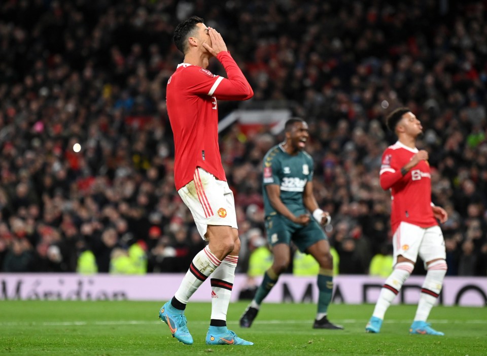 Ronaldo could barely believe it as he sent the ball flying wide of the mark