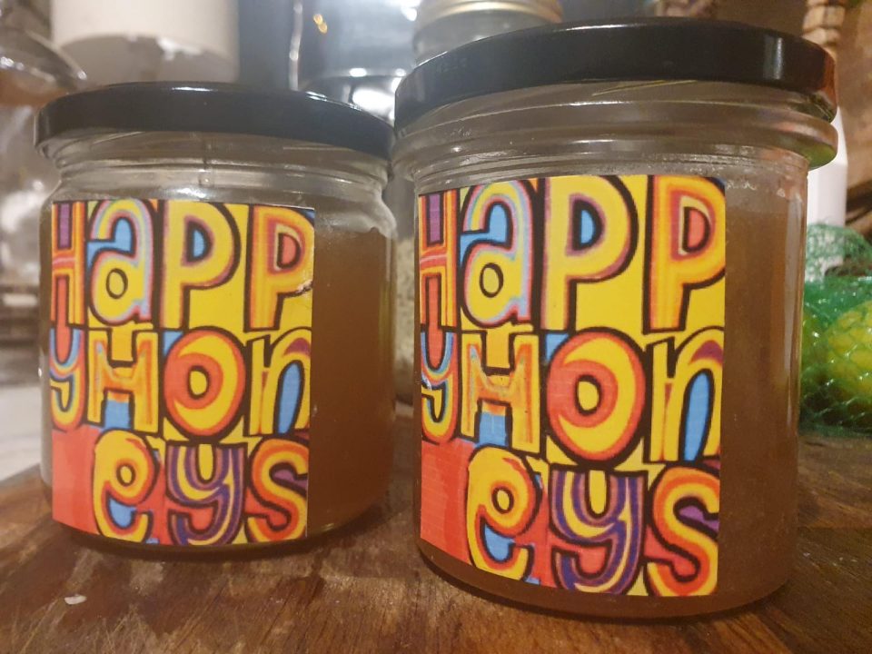 Bez has brought jars of honey from the bees he keeps on his plot in Wales