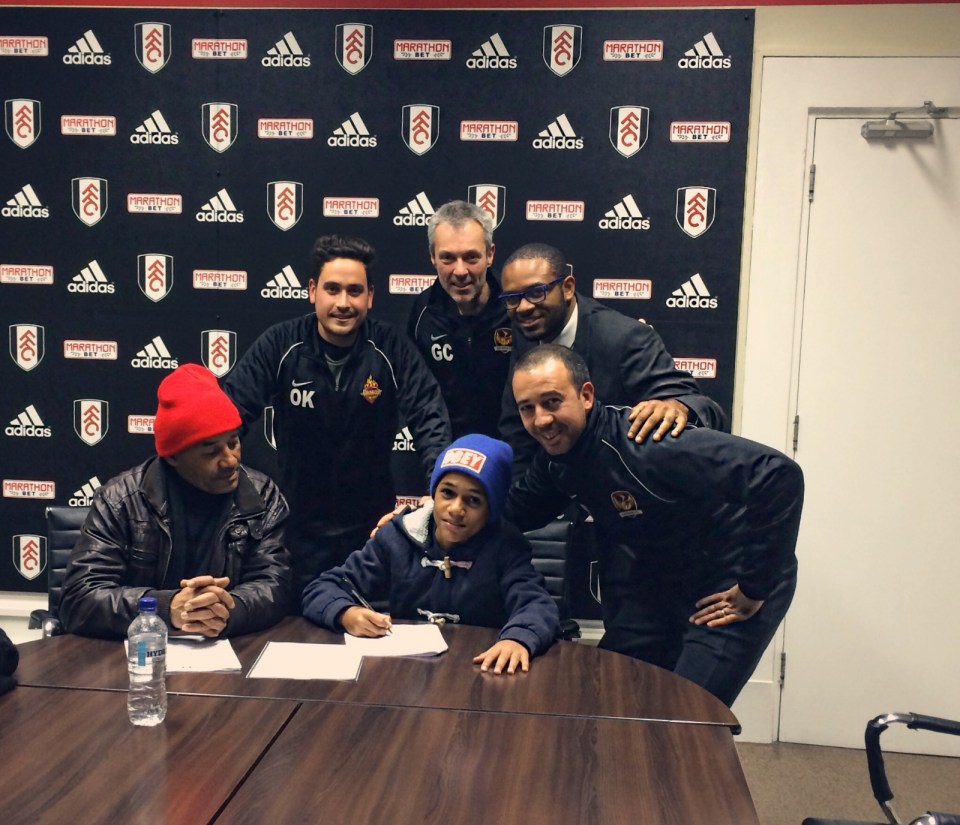 Balham chairman Cruttwell (back middle) helped Fabio Carvalho and his family amid his move to  Fulham