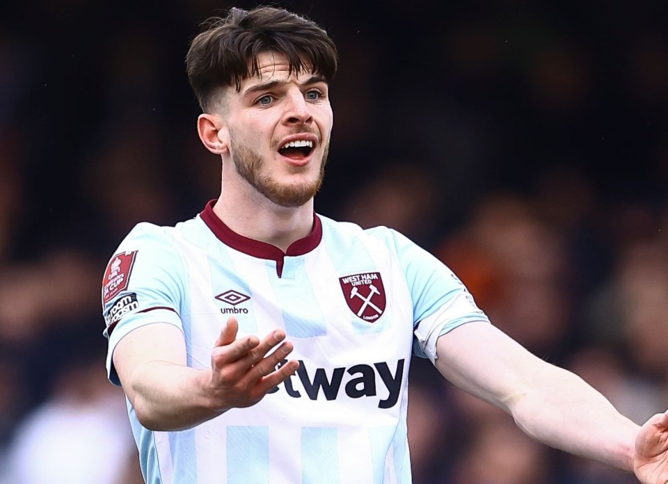 West Ham's Declan Rice is just one of three midfielders on Man Utd's transfer shortlist