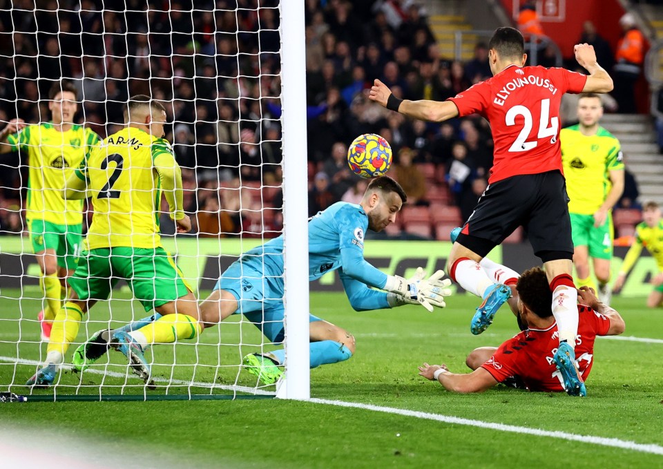 Che Adams scored while sitting on the turf in the first half