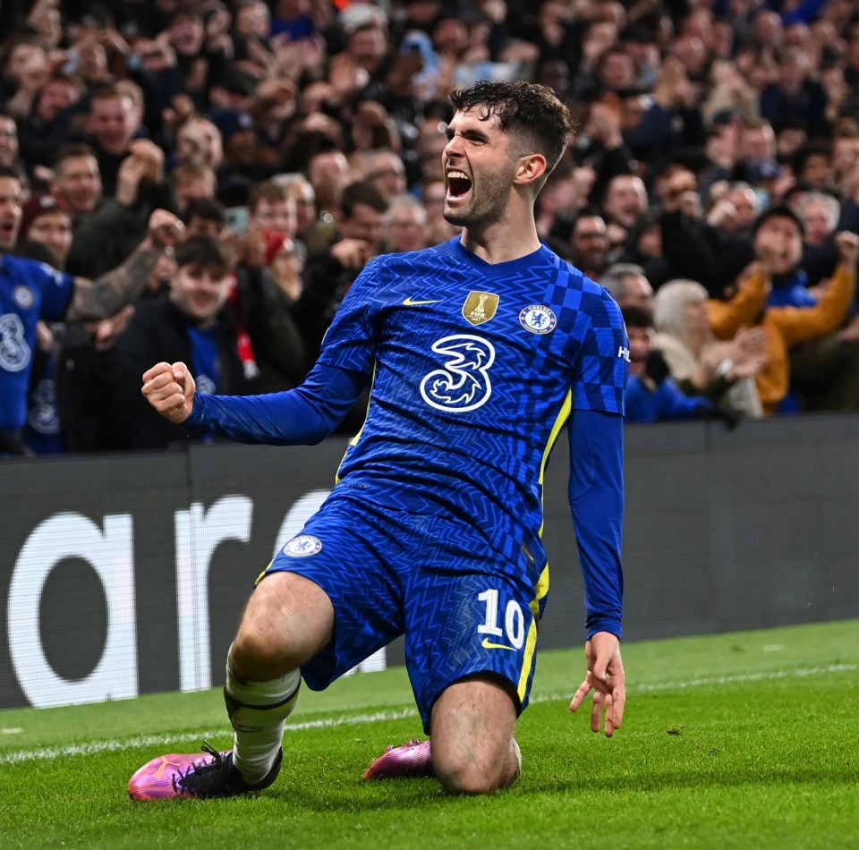 Christian Pulisic celebrates his side’s second goal of the night