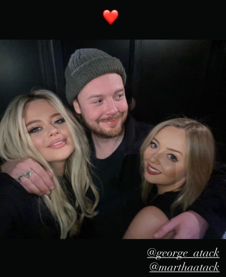 Emily Atack posed for a snap with her sister Martha and rarely-seen brother George on a family night out