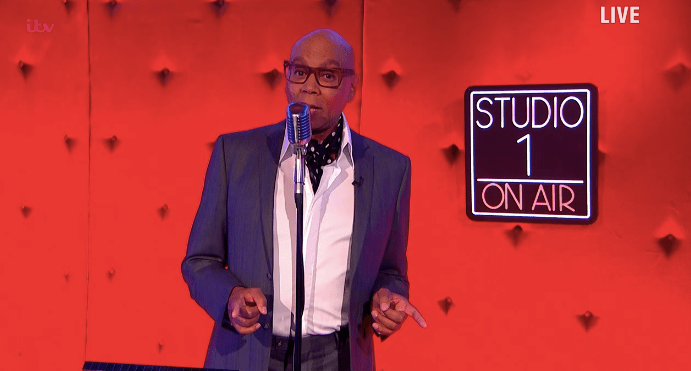 Celebrity guest announcer RuPaul appeared to sworn during the opener