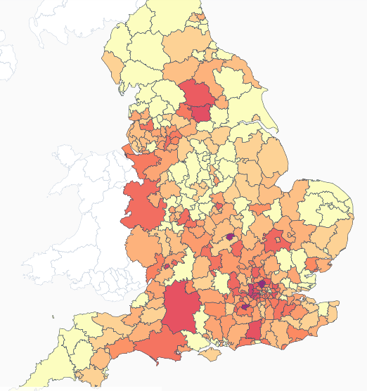 Cases of the sub variant on January 22, with London clearly becoming a hotspot