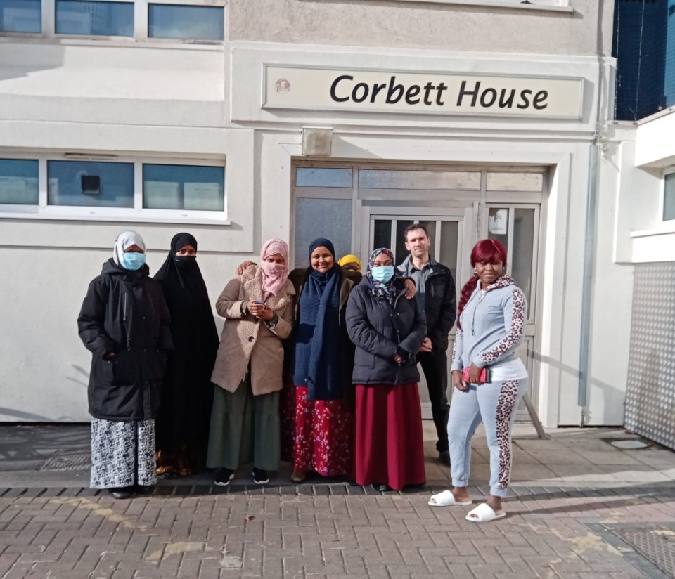 Residents pictured outside Corbett House in Bristol