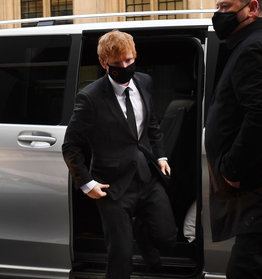 Ed Sheeran arrived at the High Court in London this morning