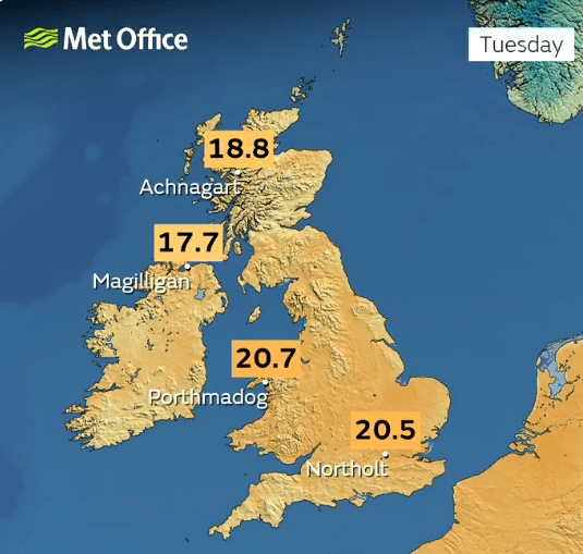 Met Office forecasters revealed today has been the warmest day of the year so far