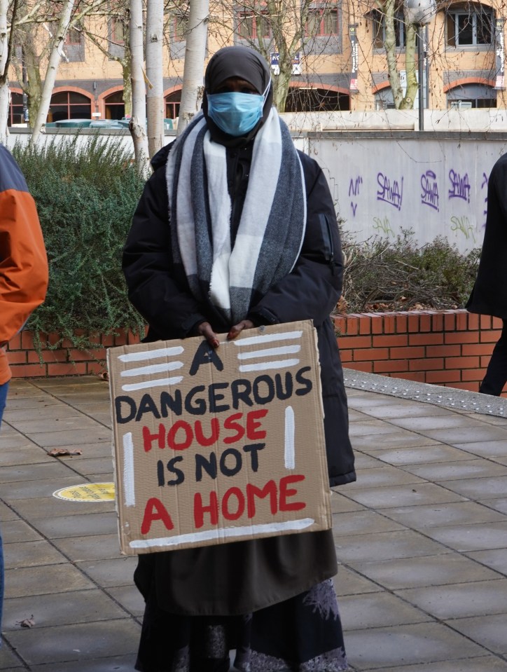 The tenants protested against the conditions in their tower block last week