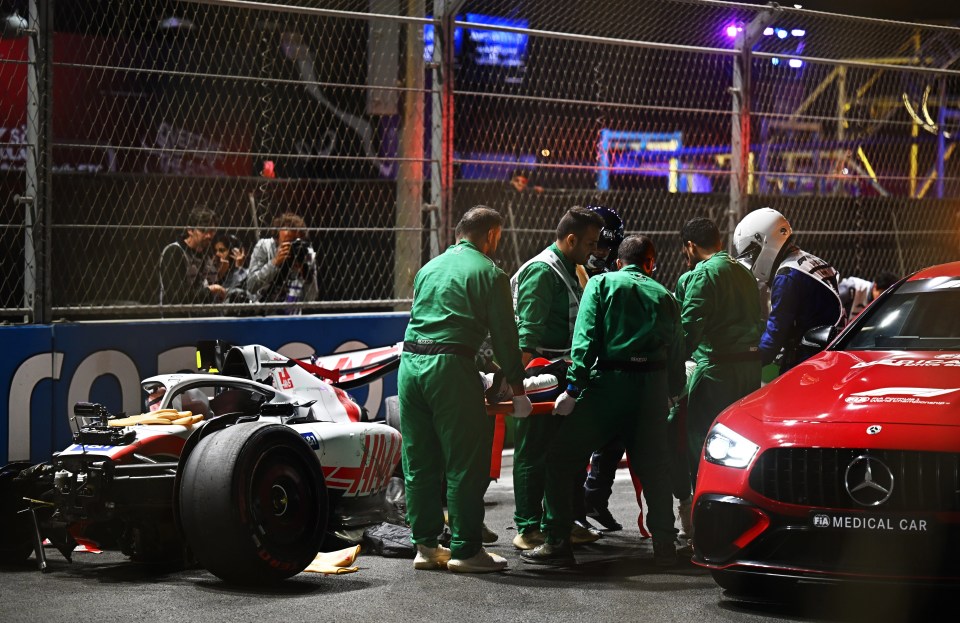 Medics rushed to tend to the stricken Schumacher