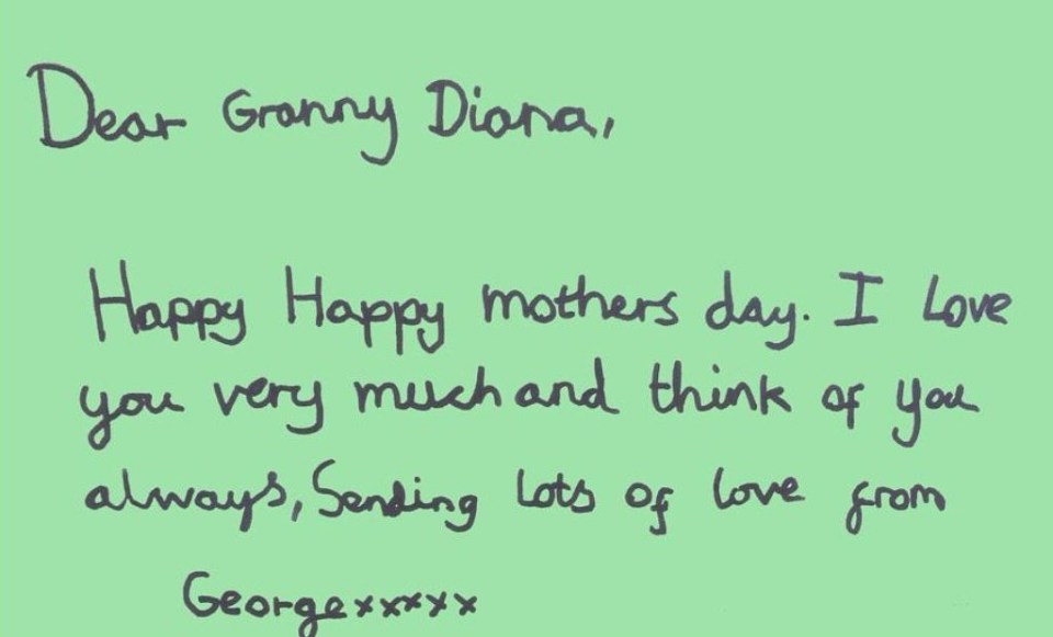 Prince George also wrote this note to 'Granny Diana'