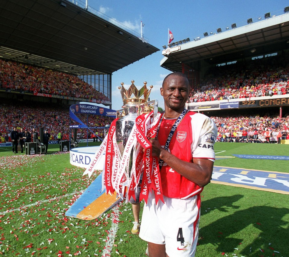 Patrick Vieira captained Arsenal to an Invincible season and won two other titles