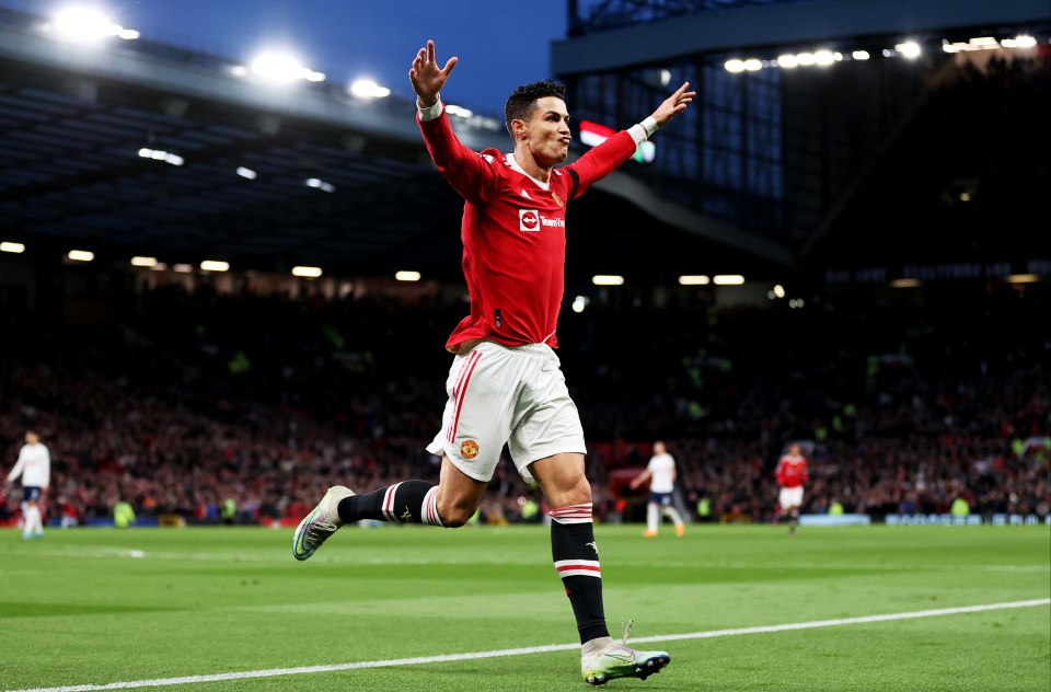 Ronaldo nets the second of his three goals against Tottenham on Saturday