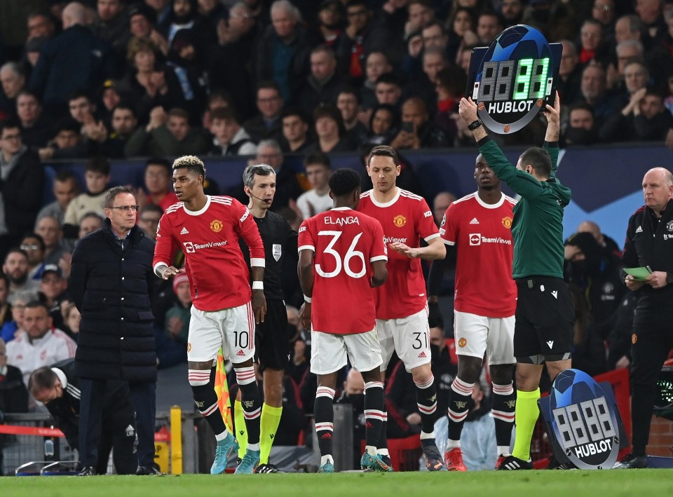 Ralf Rangnick opted for a triple-substitution with just over 20 minutes left in a bid to save his side's Champions League campaign