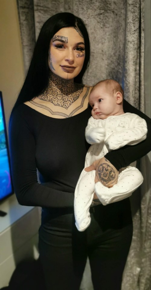 Luna, who is often judged for her face tattoos, with her daughter Paisley