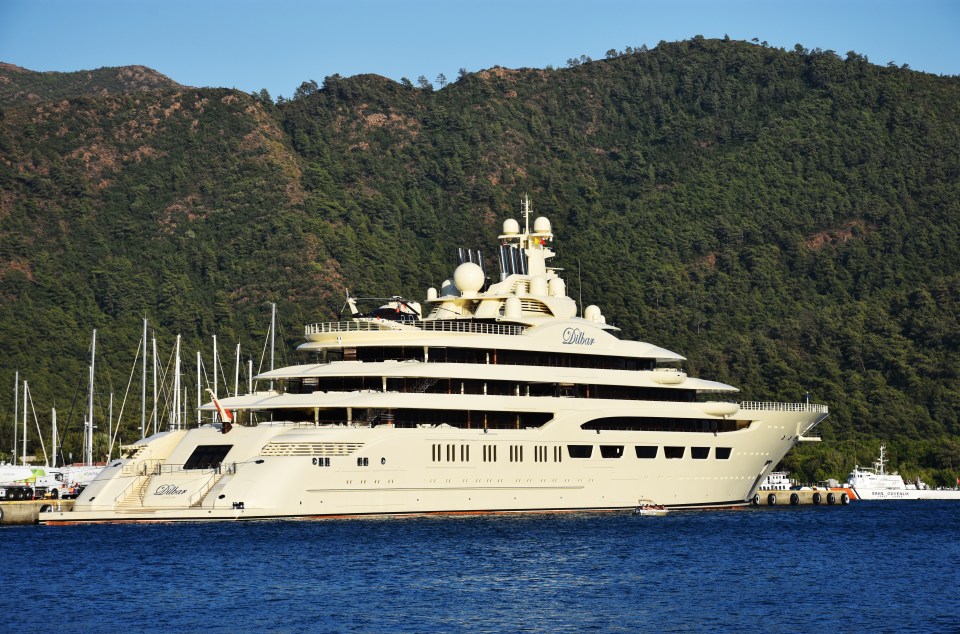 The superyacht named 'Dilbar' belonging to Uzbek-born Russian business-magnate Alisher Usmanov