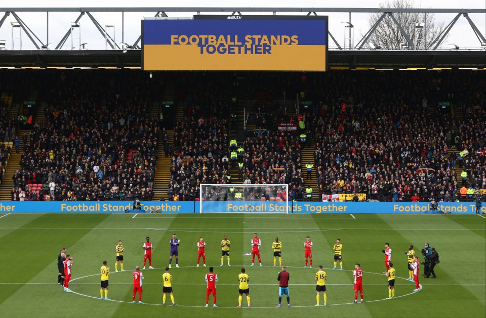 Prem grounds have shown solidarity with Ukraine this weekend