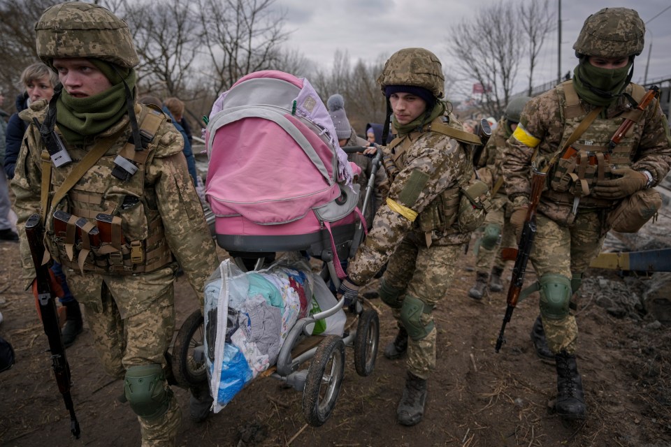 Families are streaming out of Irpin and Bucha on the outskirts of Kyiv