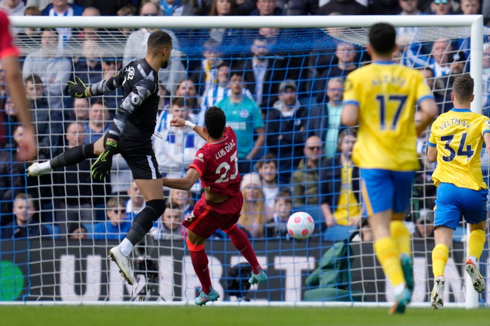 The Colombian scored but at the expense of being wiped out by Brighton keeper Sanchez