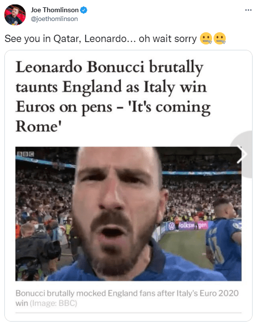 England get the own back after Bonucci ‘brutally taunted’ England fans in the summer