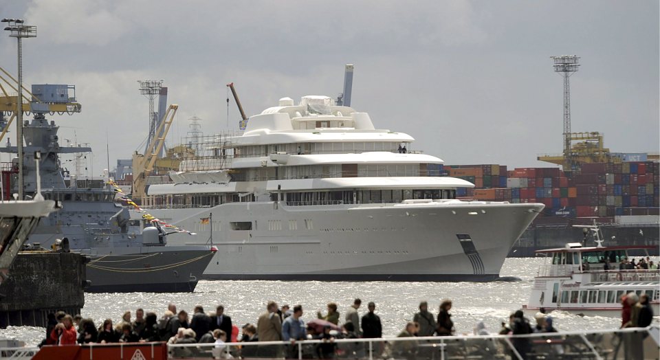 Roman Abramovich's mega-yacht 'Eclipse' seen in a Hamburg shipyard.