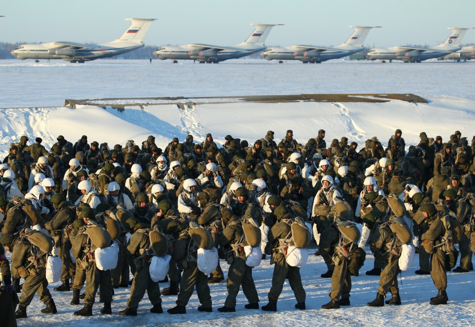 Putin's paratroopers, pictured here during a training exercise, were sent to Ukraine to intimidate forces