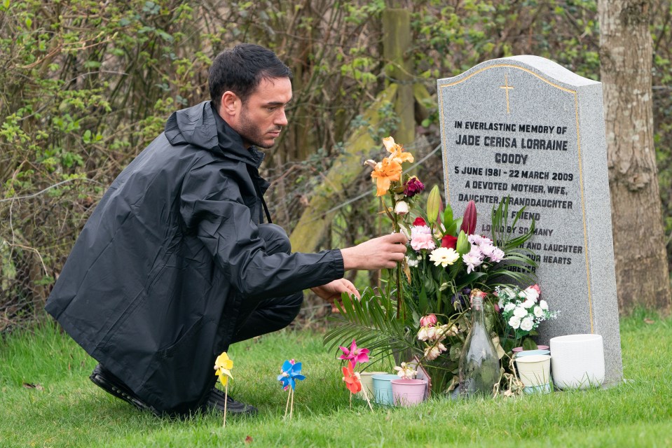 Jack visits Jade's grave to pay his respects to his late wife