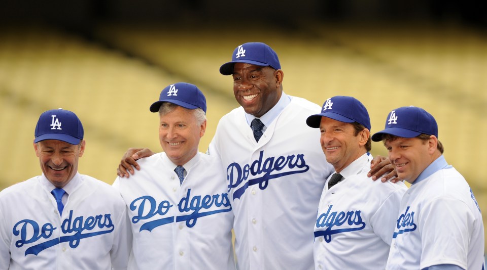 In Los Angeles Boehly, far right, is part owner of the Dodgers