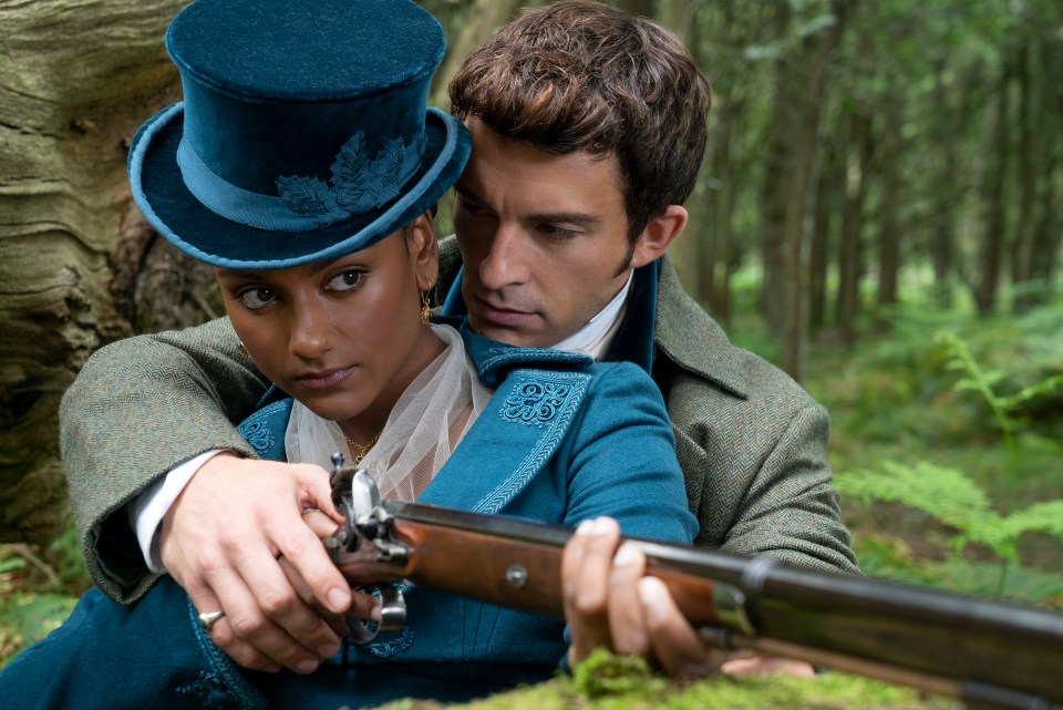 Simone Ashley and Jonathan Bailey in the series