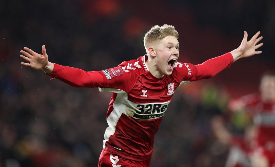 Boro starlet Coburn celebrated wildly after firing home his effort in extra-time