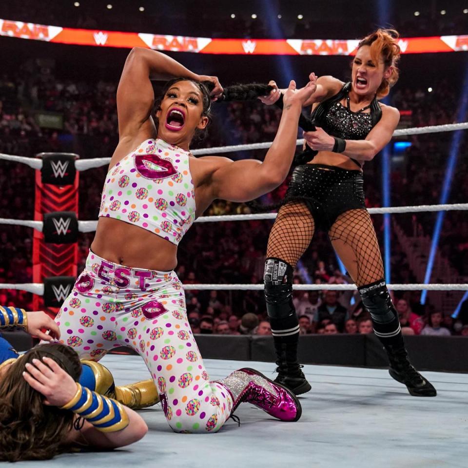 Becky Lynch spent most of the match pulling Bianca Belair's long hair