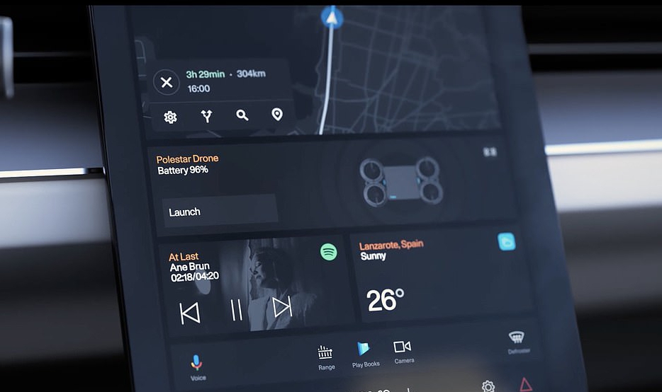 The drone can be launched from a touchscreen display in the car's cockpit