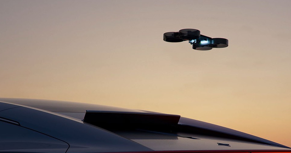 The drone can launch from the back of the car at speeds of up to 56mph