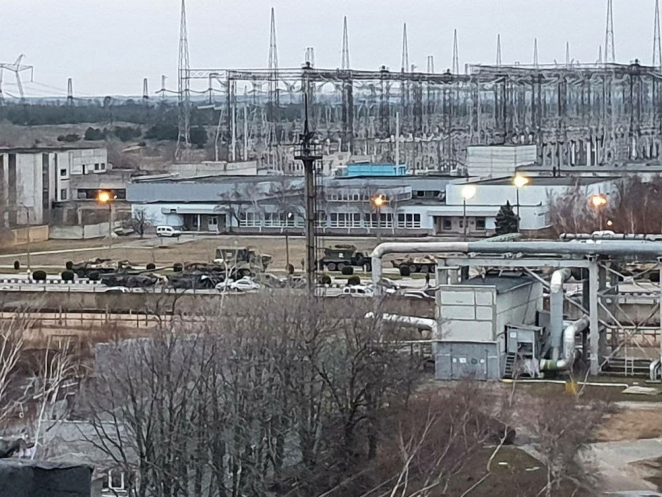 Russian tanks at the Zaporizhzhia plant following a night of fierce fighting