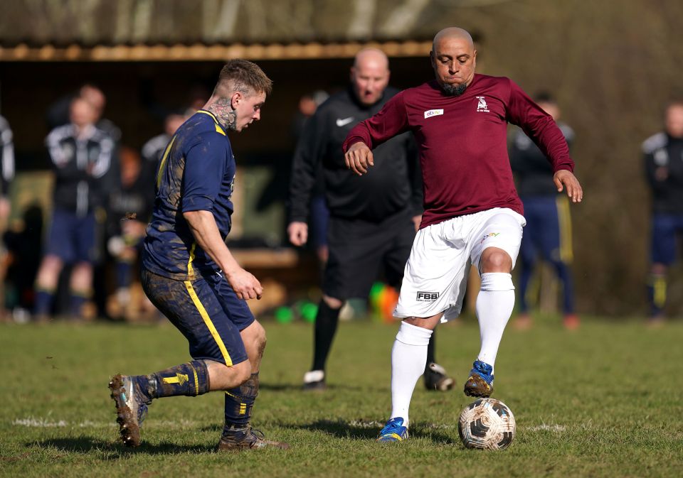 Roberto Carlos returned to action from retirement for a Sunday league match