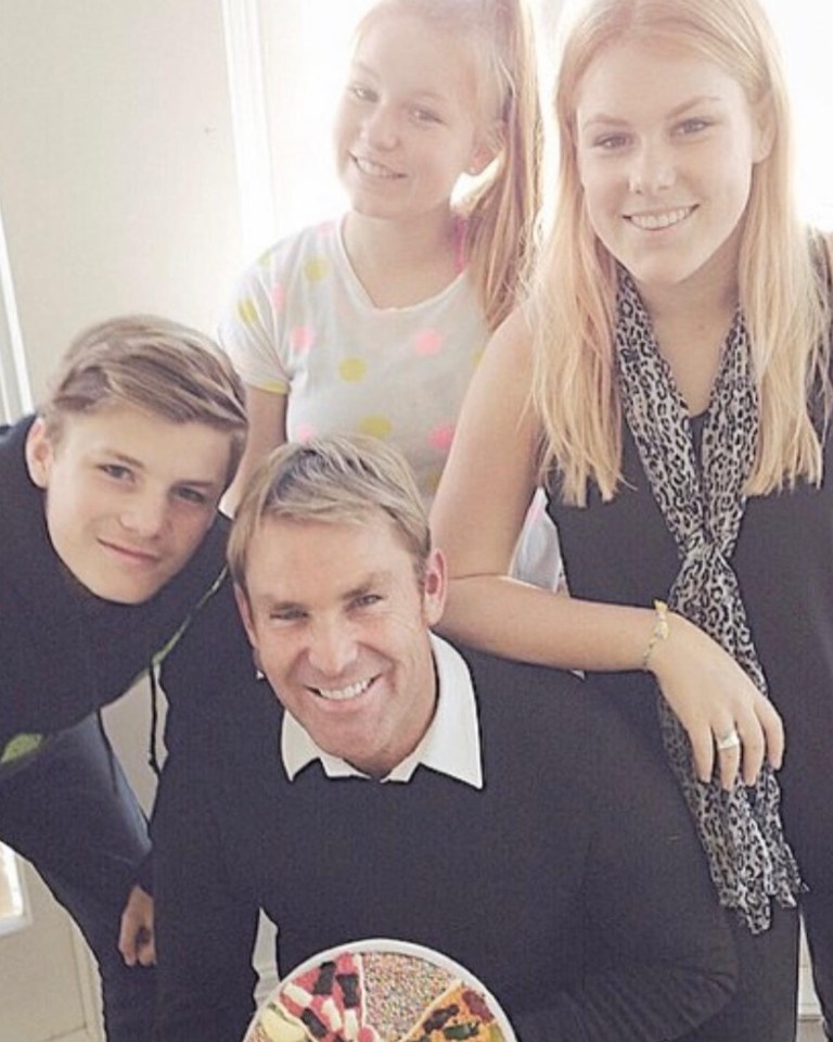 Shane Warne with his three children, Jackson, Summer and Brooke