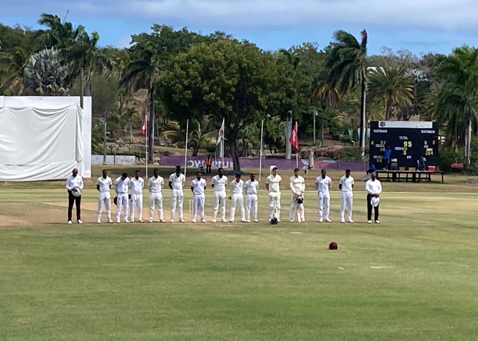 England's Dan Lawrence and Ben Foakes held a minute's silence ahead of today's match in Antigua